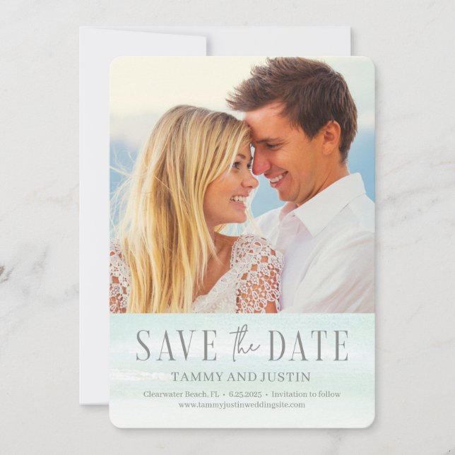 Ocean Vibes Save The Date Card (Front)