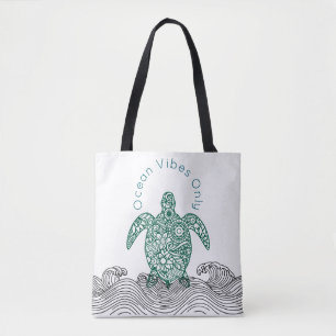 Ocean vibes, Turtle, Tote Bag