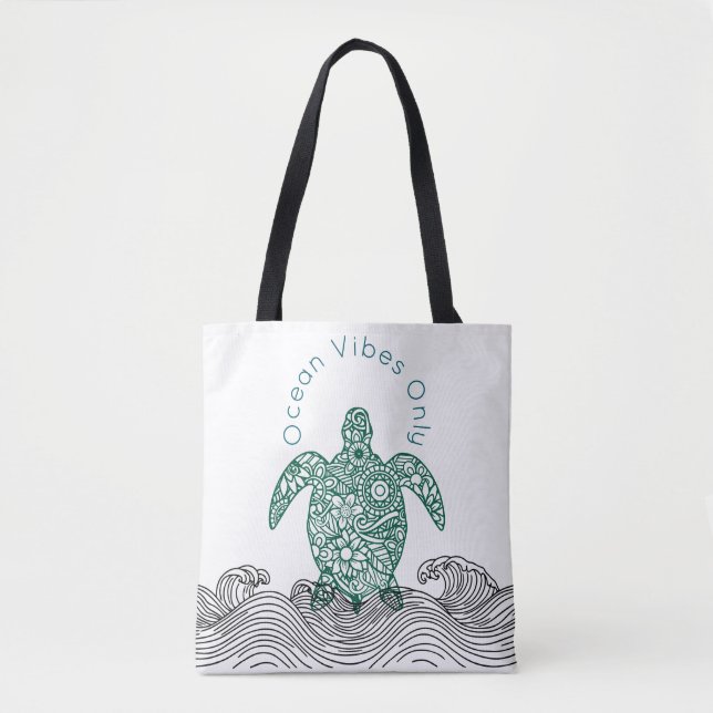 Ocean vibes, Turtle,  Tote Bag (Front)