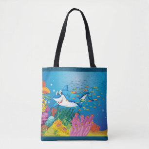 Ocean View Background Reed Coral Shark Fish  Tote Bag