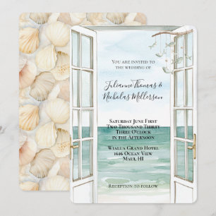 Ocean View Sea Shells Wedding Invitation