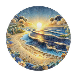 Ocean View Tropical Paper Quilling Effect Cutting Board