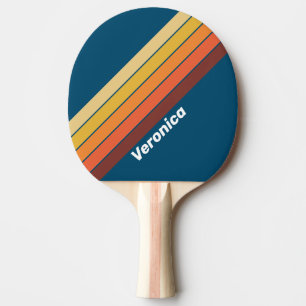 Ocean Vintage Vibe Striped with Name Ping Pong Paddle