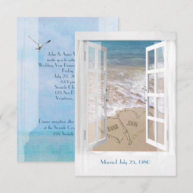Ocean Vow Renewal Ceremony Invitation (Front/Back)