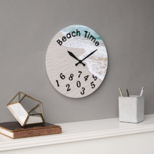 Ocean Water and Windswept Sand Large Clock