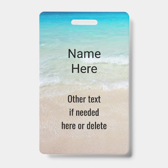 Ocean Water Beach Scene Custom Badge (Front)
