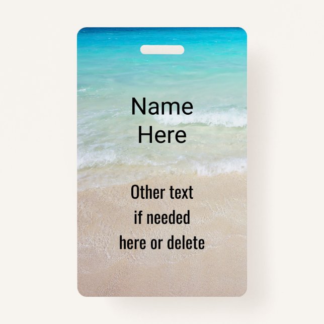 Ocean Water Beach Scene Custom Badge (Front)