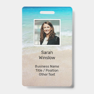 Ocean Water Beach Scene Photo Custom Badge