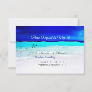 Ocean Water Blue Beachy Wedding Carte RSVP