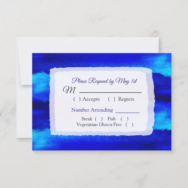Ocean Water Blue Beachy Wedding Carte RSVP (Devant)