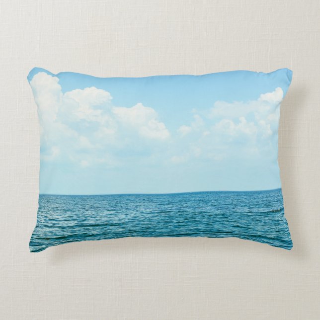 Ocean Water, Clear Blue Sky. Accent Pillow (Front)