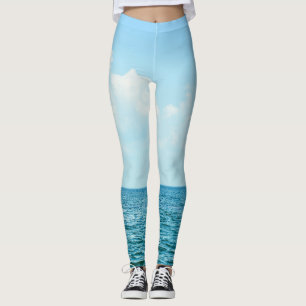 Ocean Water, Clear Blue Sky. Leggings