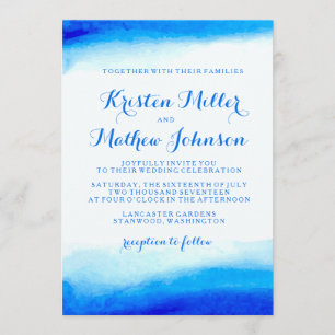 Ocean Watercolor Blue Wedding Invitation