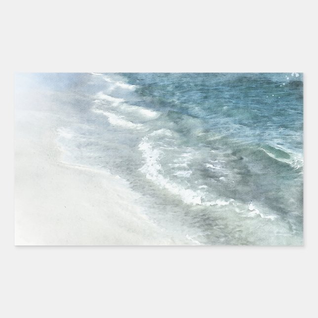Ocean Watercolor - Coastal Teal Dark Blue Beach Sticker (Front)
