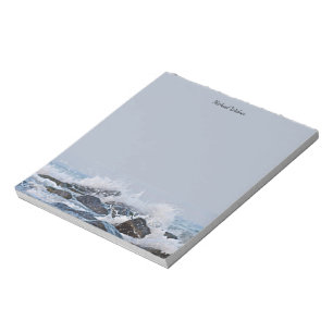Ocean Watercolor Crashing Waves Rocks Splash Notepad