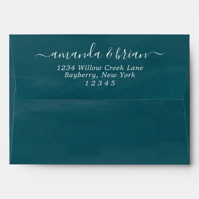 Ocean Watercolor Paper Trendy Script Lettering 5x7 Envelope (Back (Top Flap))