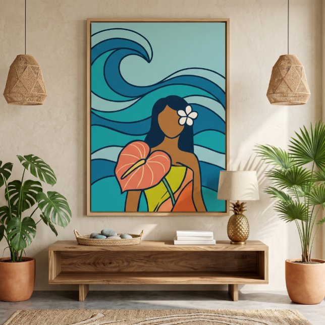 Ocean Wave Anthurium Wahine Canvas Print (Creator Uploaded)