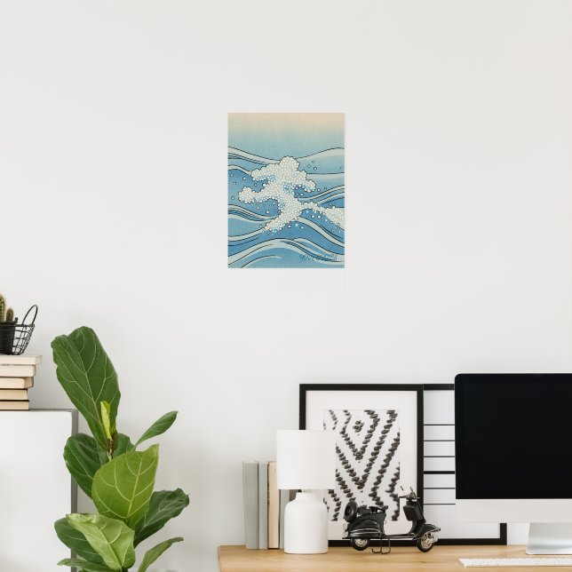 Ocean Wave Art Print – Japanese Woodblock Style (Home Office)