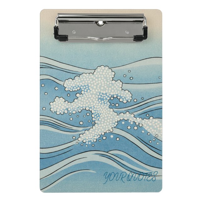 Ocean Wave Art Print – Japanese Woodblock Style Mini Clipboard (Front)