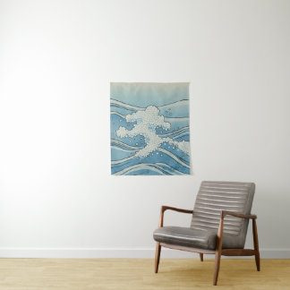 Ocean Wave Art Print – Japanese Woodblock Style Tapestry