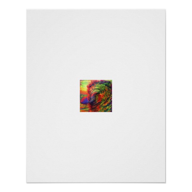 Ocean Wave Barrel Sunset Vision Poster (Front)