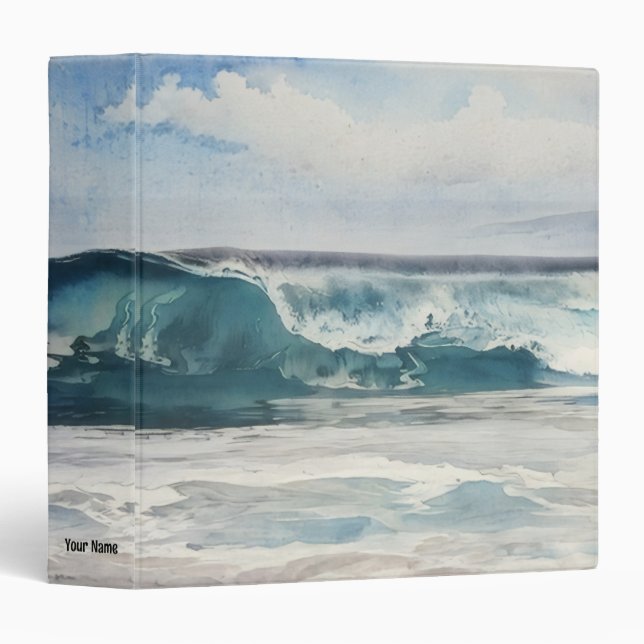 Ocean Wave Beach Art Personal Notebook Binder (Front/Spine)