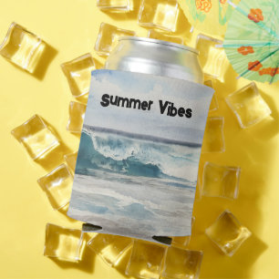 Ocean Wave Beach Art Summer Vibes Can Cooler