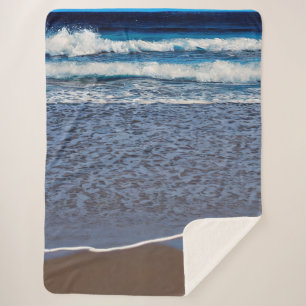 Ocean Wave Beach Shoreline Sherpa Blanket