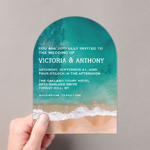 Ocean Wave, Beach Wedding Acrylic Invitations