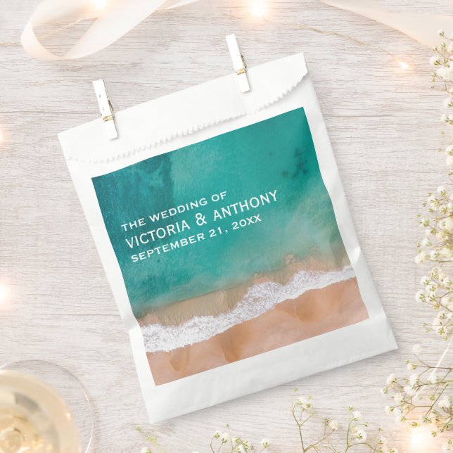 Ocean Wave, Beach Wedding Favour Bag (Clipped)