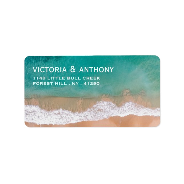 Ocean Wave, Beach Wedding Label (Front)