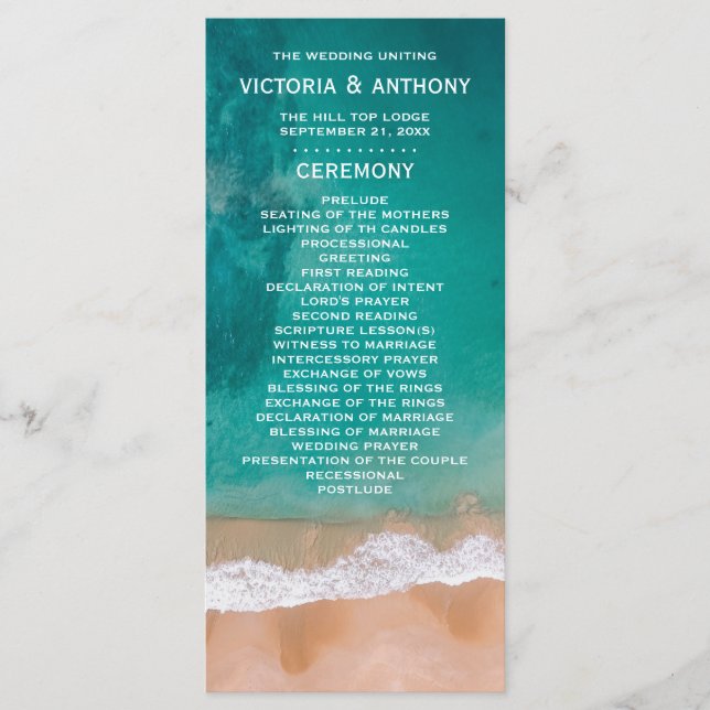 Ocean Wave, Beach Wedding Program (Front)