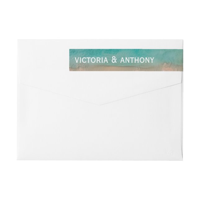 Ocean Wave, Beach Wedding Wrap Around Label (Back)