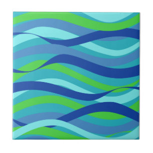 Ocean wave blue and green design tile