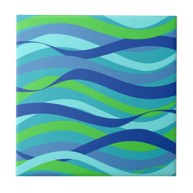 Ocean wave blue and green design tile (Front)