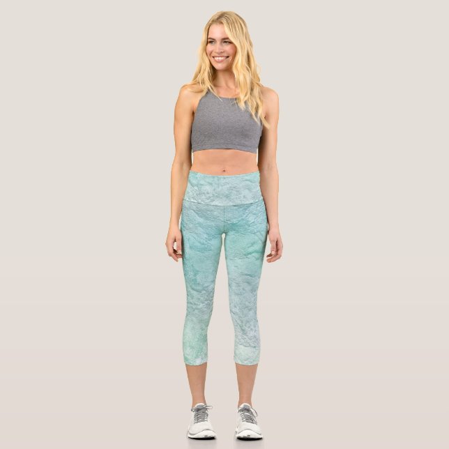 Ocean wave breeze inspired High Waisted Capris (Front)