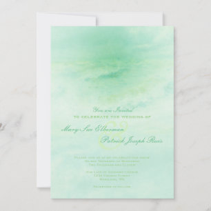 Ocean Wave : Faire-part de mariage vert de mer