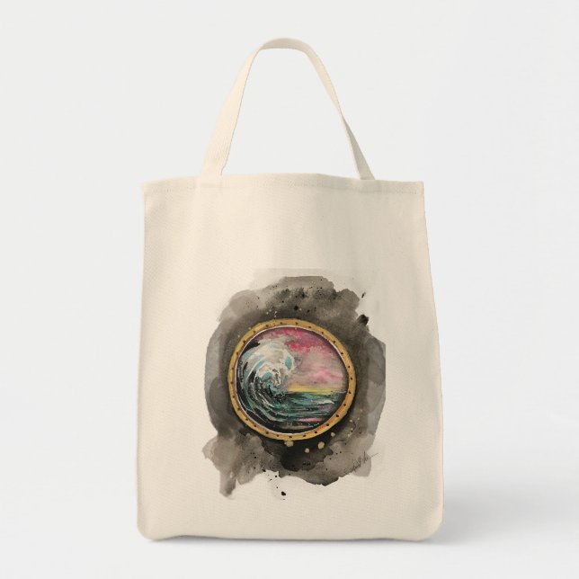 Ocean wave grocery tote bag (Front)