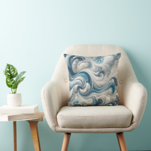 ocean wave-inspired throw pillow