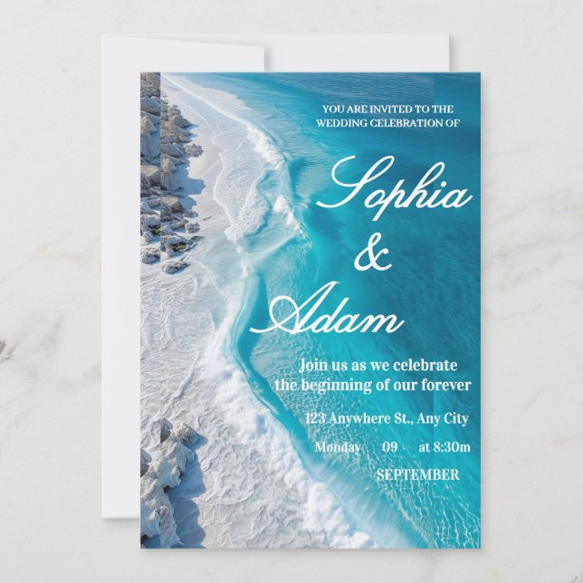 Ocean Wave Luxury Invitation (Front)