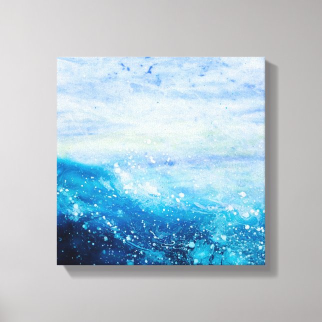 Ocean wave painting, sea foam canvas print (Front)