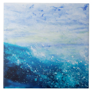 Ocean wave painting, sea foam tile