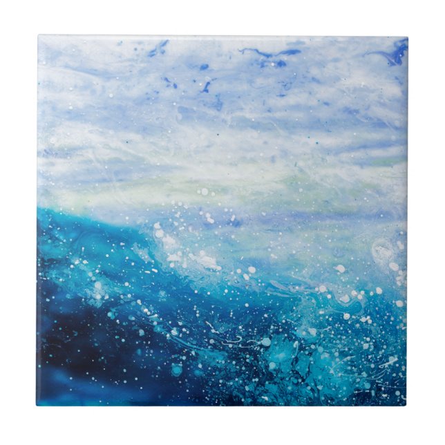 Ocean wave painting, sea foam tile (Front)