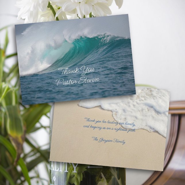Ocean Wave Pastor Appreciation Thank You Card (Creator Uploaded)