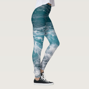 Ocean Wave Pattern Eye Catching Yoga Workout Leggings