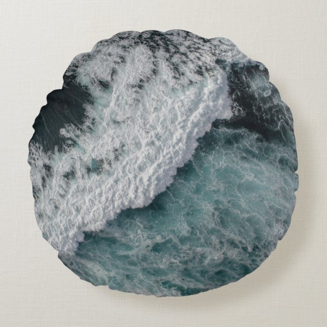 Ocean wave round pillow (Front)