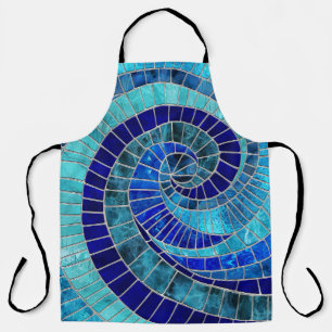Ocean Wave Spiral mosaic art Apron