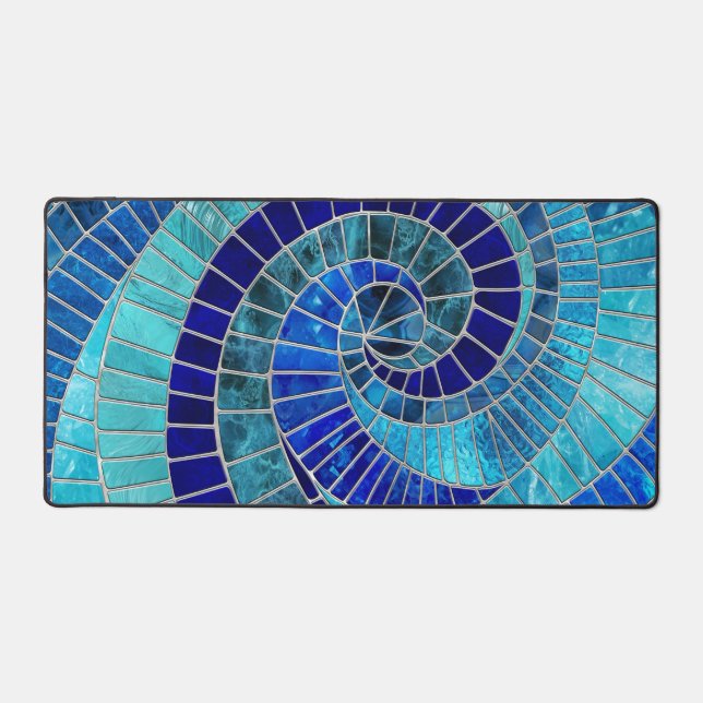 Ocean Wave Spiral mosaic art Desk Mat (Front)
