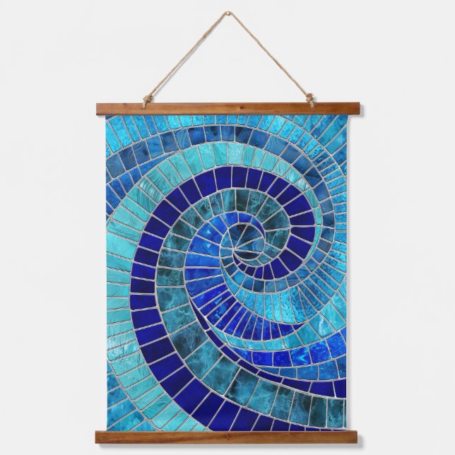 Ocean Wave Spiral mosaic art Hanging Tapestry (Front)