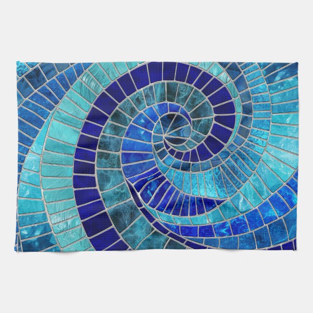 Ocean Wave Spiral mosaic art Kitchen Towel (Horizontal)